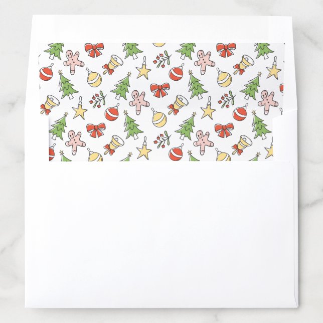 White Christmas Doddle Pattern Envelope Liner (In Envelope)