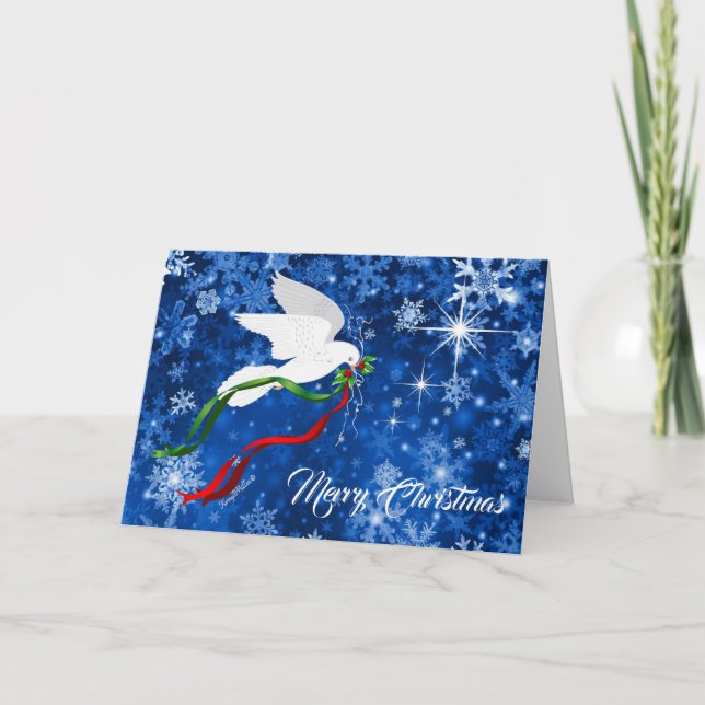 White Christmas Dove Holiday Card (Front)