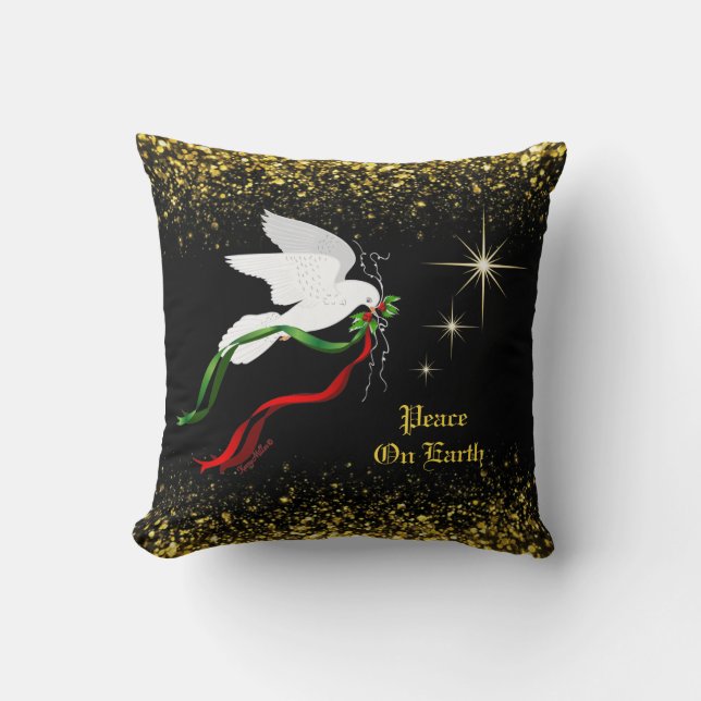 White Christmas Dove Throw Pillow (Front)