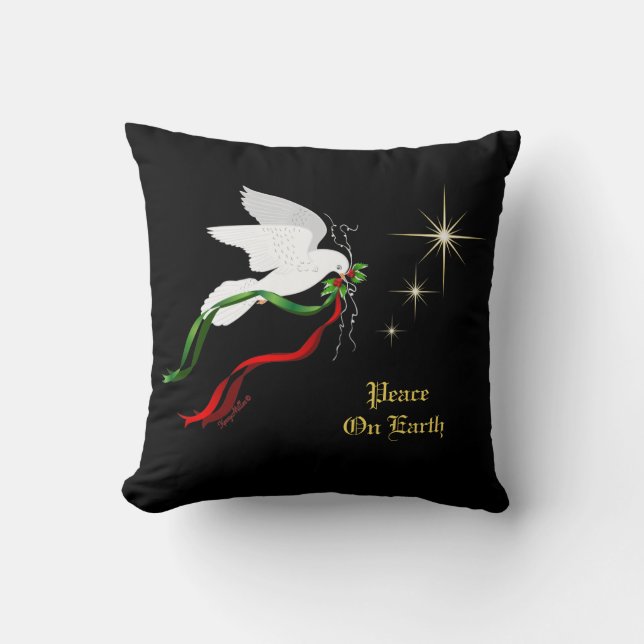 White Christmas Dove Throw Pillow (Front)