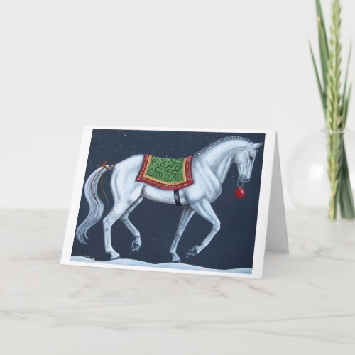 White Christmas Dressage Warmblood Card