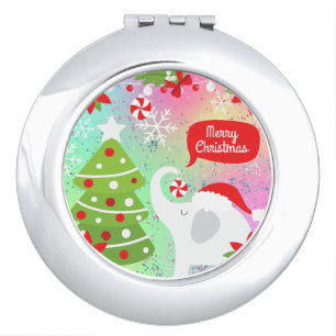 White Christmas Elephant  Compact Mirror