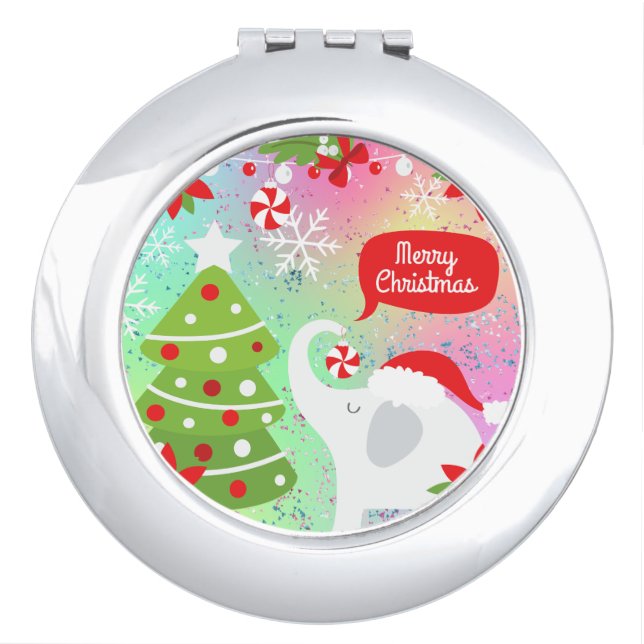 White Christmas Elephant  Compact Mirror (Front)