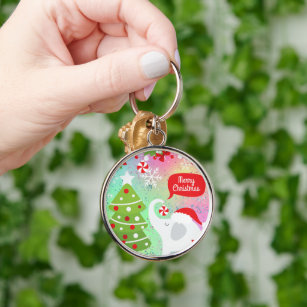 White Christmas Elephant  Keychain