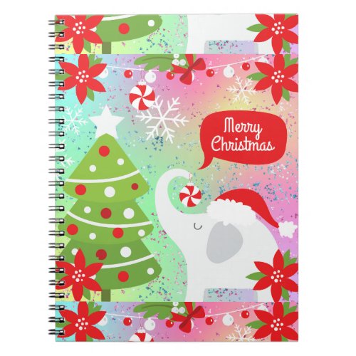 White Christmas Elephant  Notebook