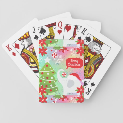 White Christmas Elephant  Playing Cards