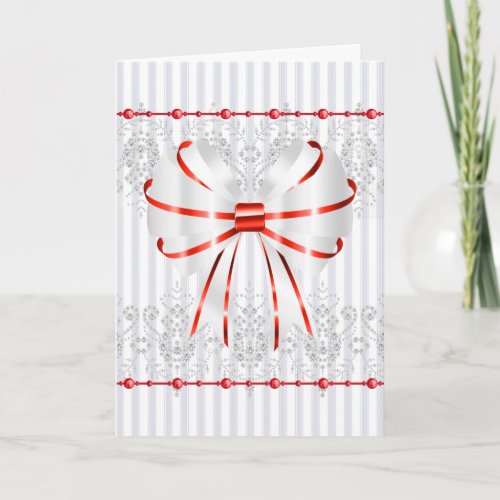 White Christmas Faded Stripe Folded Greeting Card
