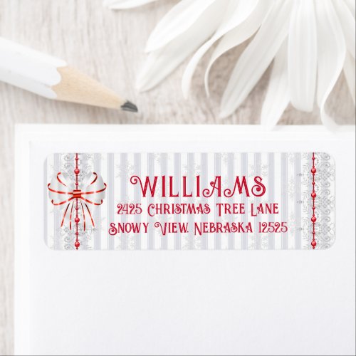 White Christmas Faded StripeReturn Address Label