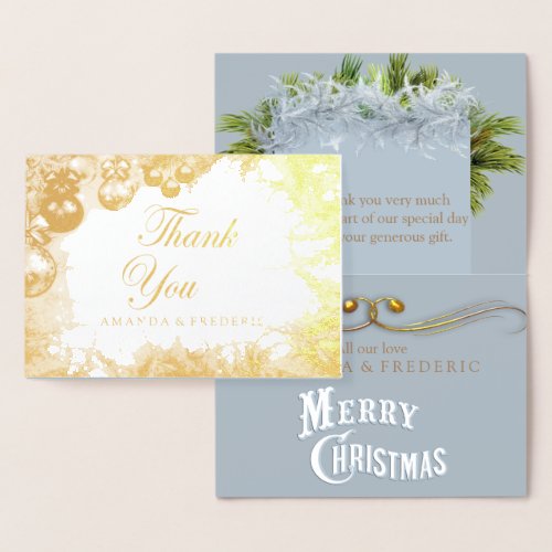 White Christmas FOIL THANK YOU Wedding Card