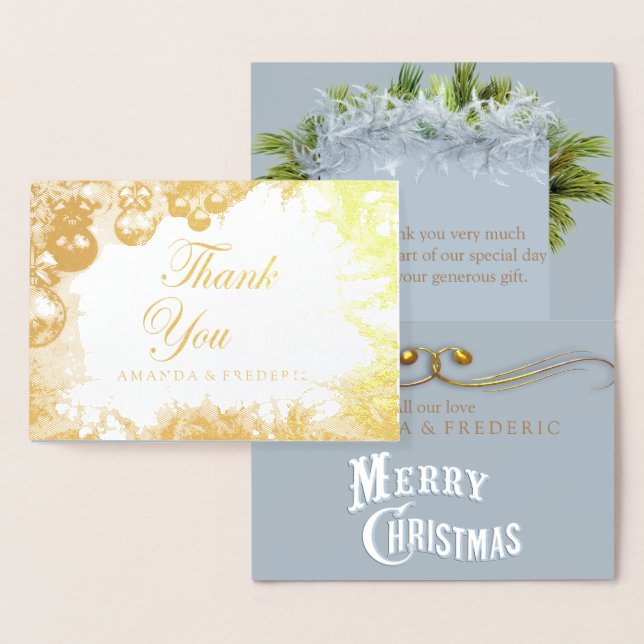 White Christmas FOIL THANK YOU Wedding Card (Display)
