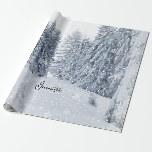 White Christmas Forest Snow Winter Wrapping Paper