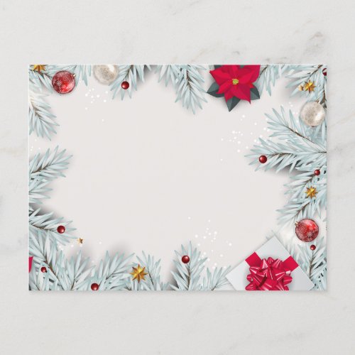 White Christmas Frame Background  Holiday Postcard