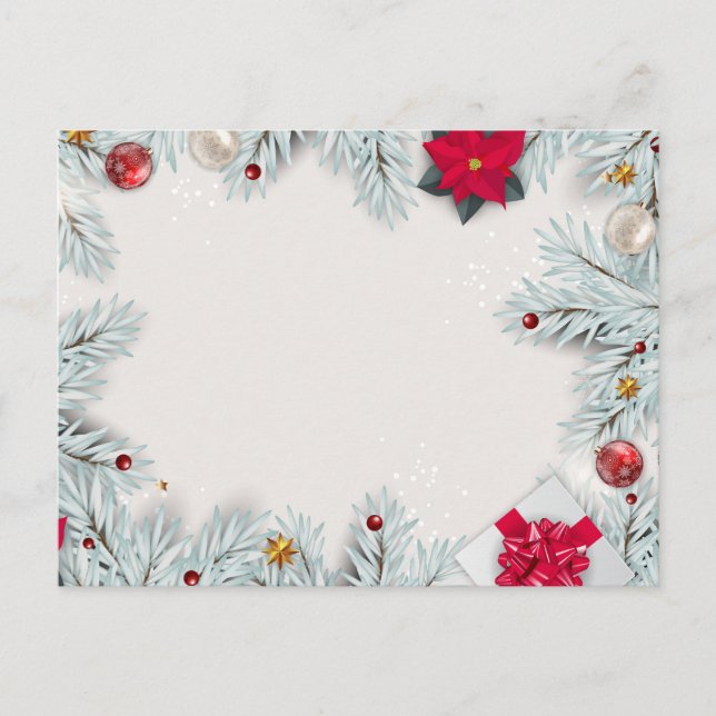 White Christmas Frame Background  Holiday Postcard (Front)