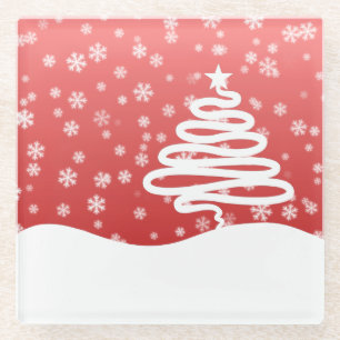 White Christmas Glass Coaster