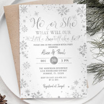 White Christmas He or She Gender Reveal Party  Invitation