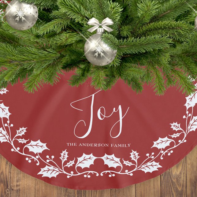 White Christmas Holly Joy Red Brushed Polyester Tree Skirt (Creator Uploaded)