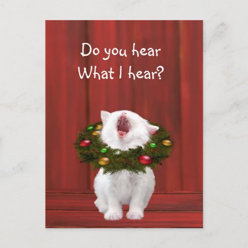 White Christmas kitten Holiday Postcard