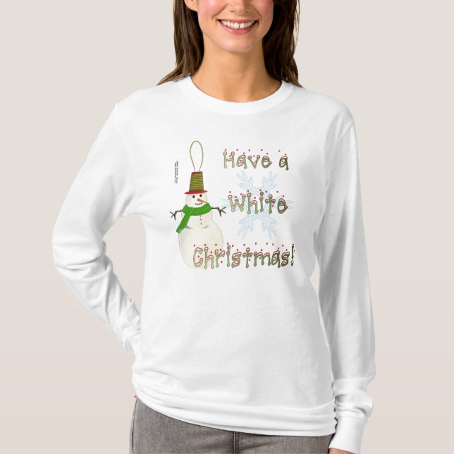 White Christmas Ladies Long Sleeve Shirt (Front)