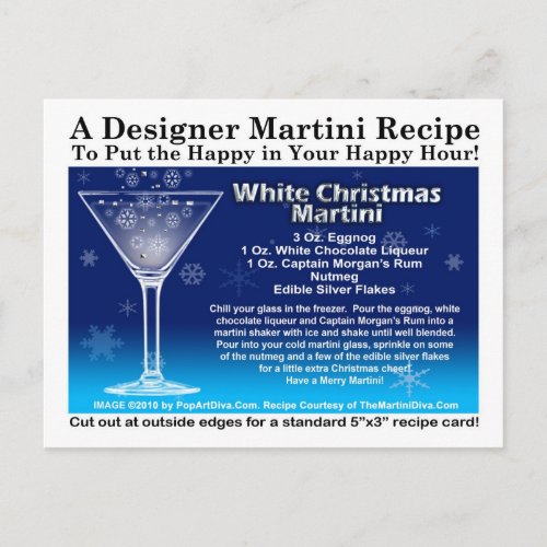 White Christmas Martini Recipe Postcard