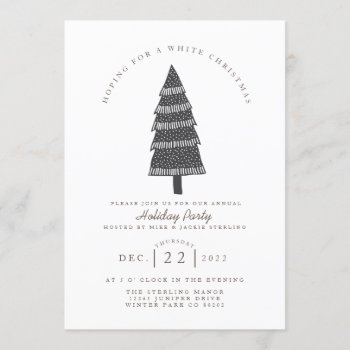 White Christmas | Minimalist | Holiday Party Invitation by RedefinedDesigns at Zazzle