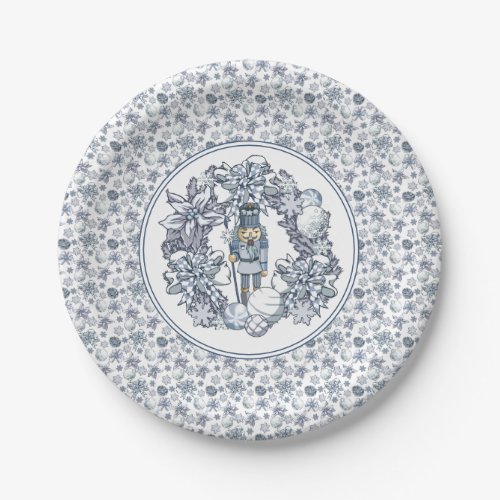 White Christmas Nutcracker Wreath Paper Plates