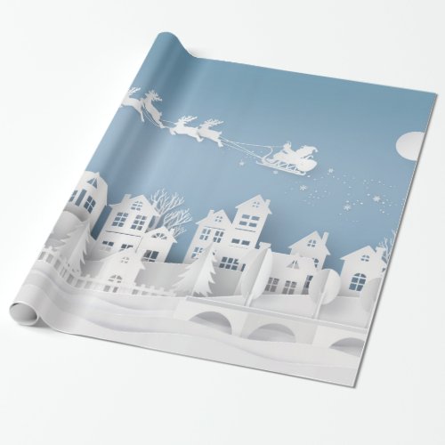 White Christmas on Blue Wrapping Paper