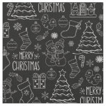 White Christmas Outlines on Black Fabric