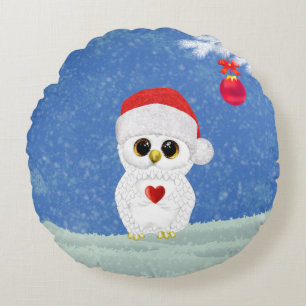 White Christmas Owl Throw Pillow