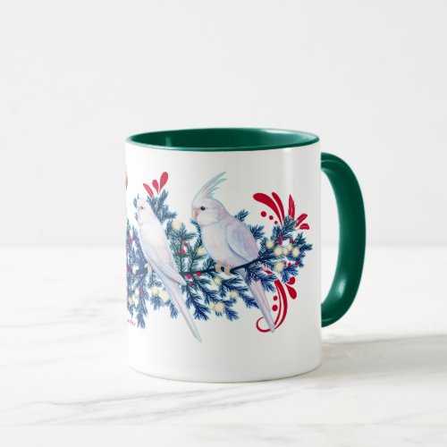 White Christmas Parrots Mug