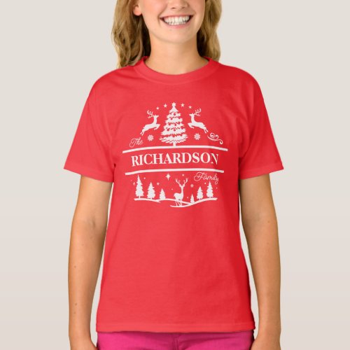 White Christmas Personalized Family Name  Holiday T_Shirt