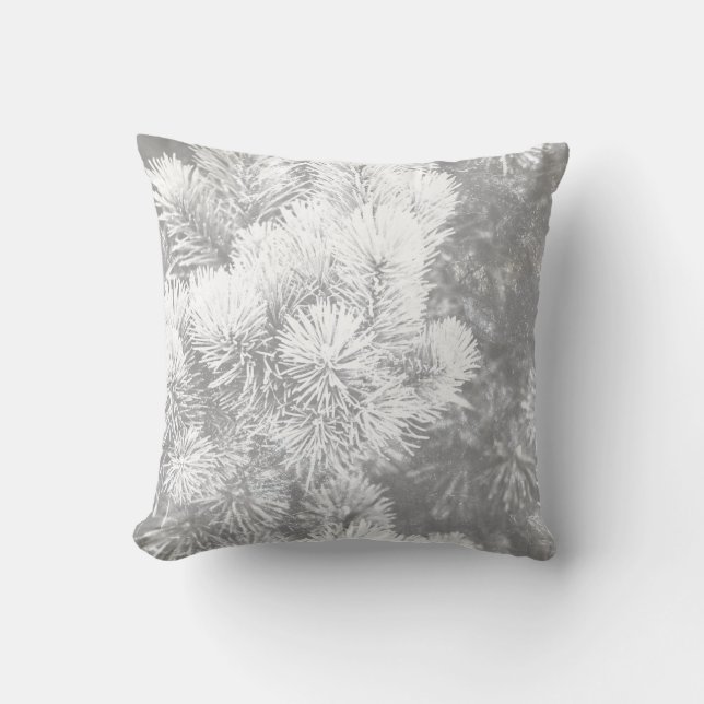 White Christmas Pine Throw Pillow (Front)