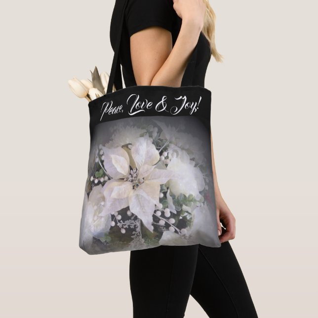 White Christmas Poinsettia Tote (Close Up)