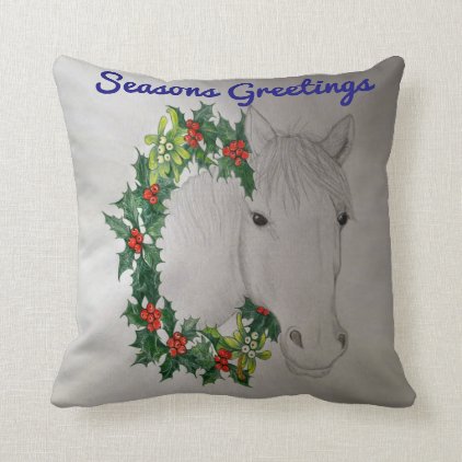 White Christmas Pony Throw Pillow