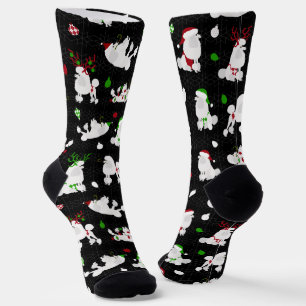 White Christmas Poodles Black Socks