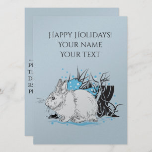 white christmas Rabbit Hare Invitation