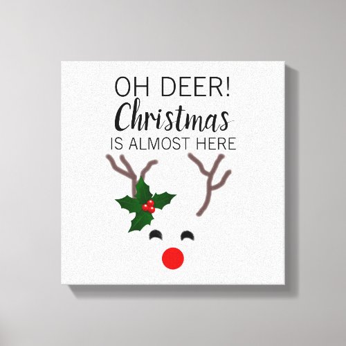White Christmas Red Nose Reindeer Funny Quote Canvas Print