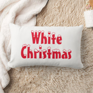 "White Christmas" red & white Lumbar Pillow