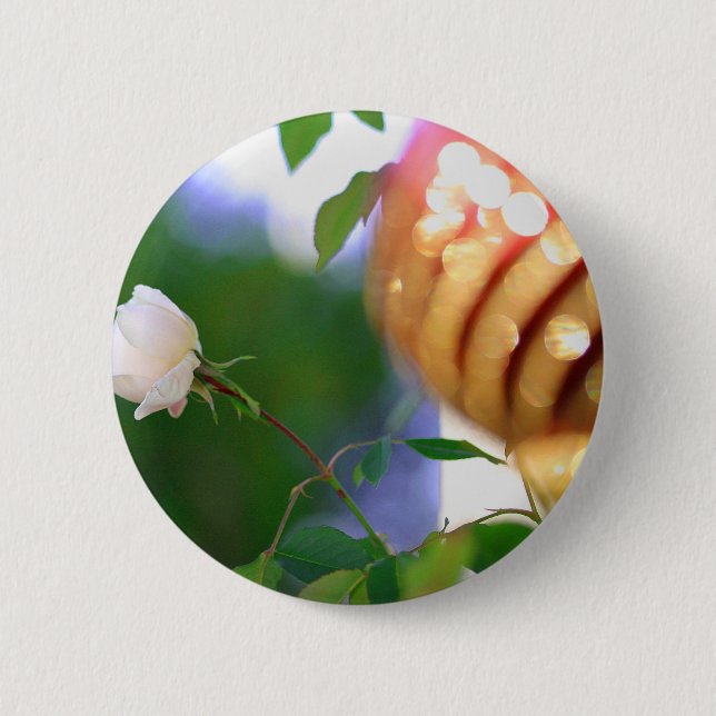 White Christmas Rose Button (Front)