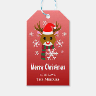 White Christmas Rudolph the Red Nosed Reindeer Gift Tags