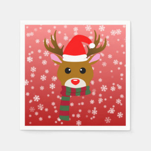 White Christmas Rudolph the Red Nosed Reindeer Napkins
