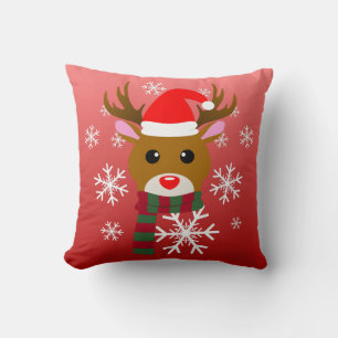 White Christmas Rudolph the Red Nosed Reindeer Throw Pillow