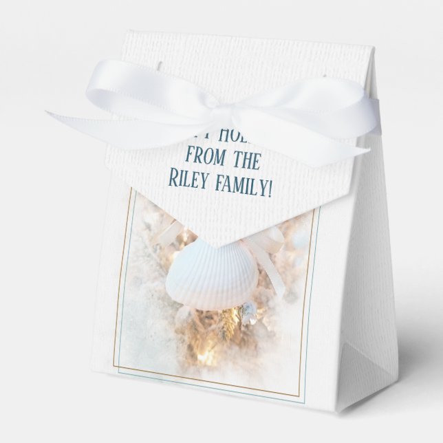 White Christmas Seashell Ornament Favor Boxes (Front Side)