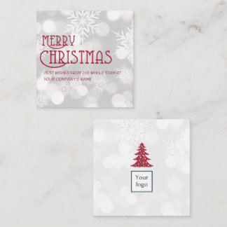 WHITE christmas snow square business card