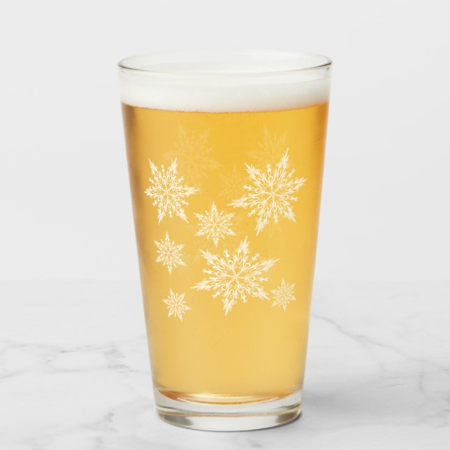 White Christmas Snowflakes Glass (Front Filled)