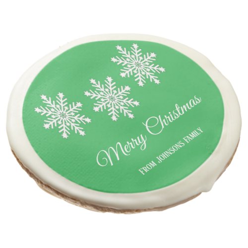 White Christmas snowflakes Merry Christmas green Sugar Cookie