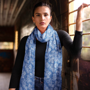 White Christmas Snowflakes Winter Pattern Scarf