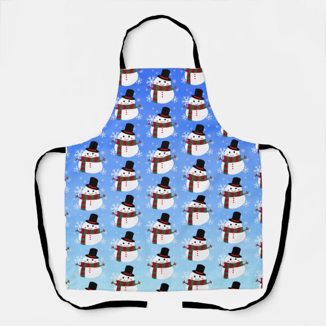White Christmas Snowman Apron (Front)
