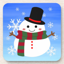 White Christmas Snowman Beverage Coaster