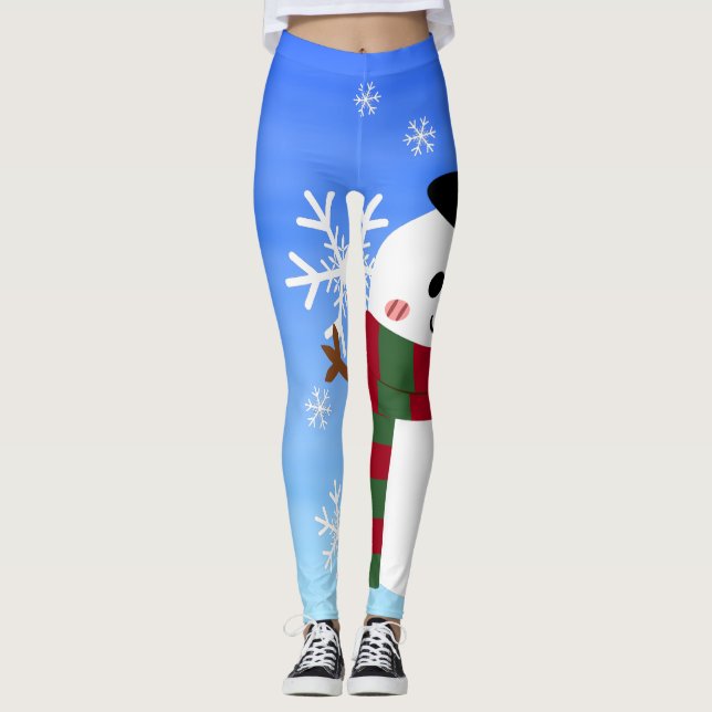 White Christmas Snowman Leggings (Front)