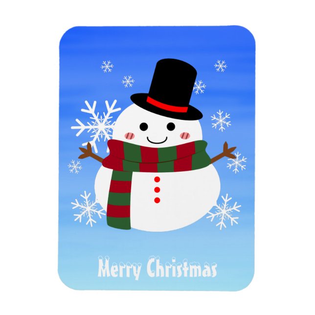 White Christmas Snowman Magnet (Vertical)